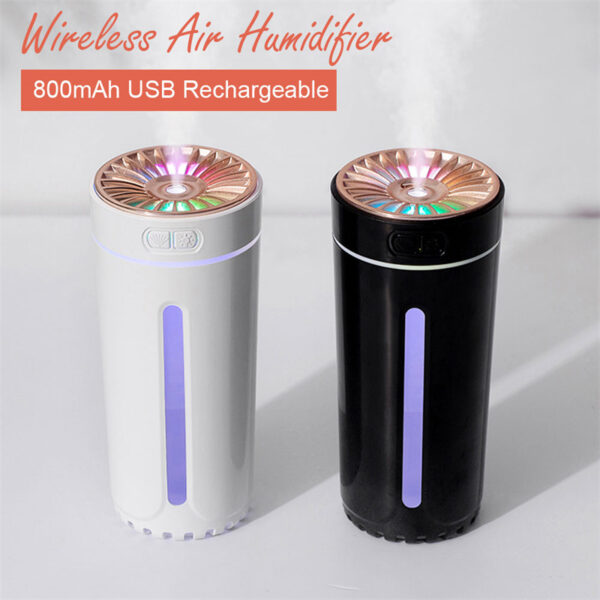 Wireless Air Humidifier Colorful Lights Mute Ultrasonic USB Fogger Diffuser Purifier 800mAh Rechargeabl Cool Mist Maker For Car - Image 6